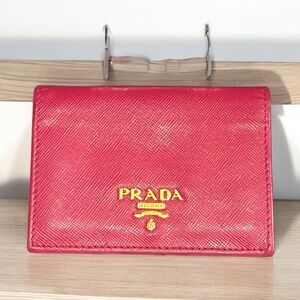 COPY - Prada Pink Bi-Fold Saffiano Leather Compact Wallet/Car Case